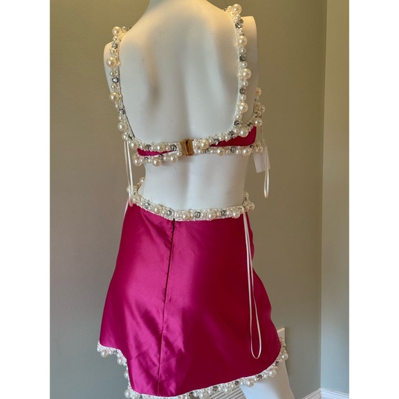 PatBO Hand-Beaded Satin Minidress - Picture 7 of 7
